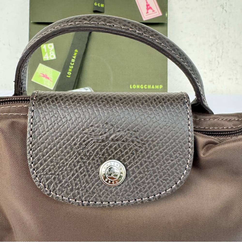 NWOT LONGCHAMP Le Pliage Green Pouch with Handle - Picture 6 of 16